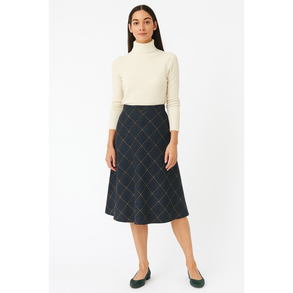 Vintage Miss Pendleton Wool Skirt Gray Cream Windowpane Check Lined Size 12